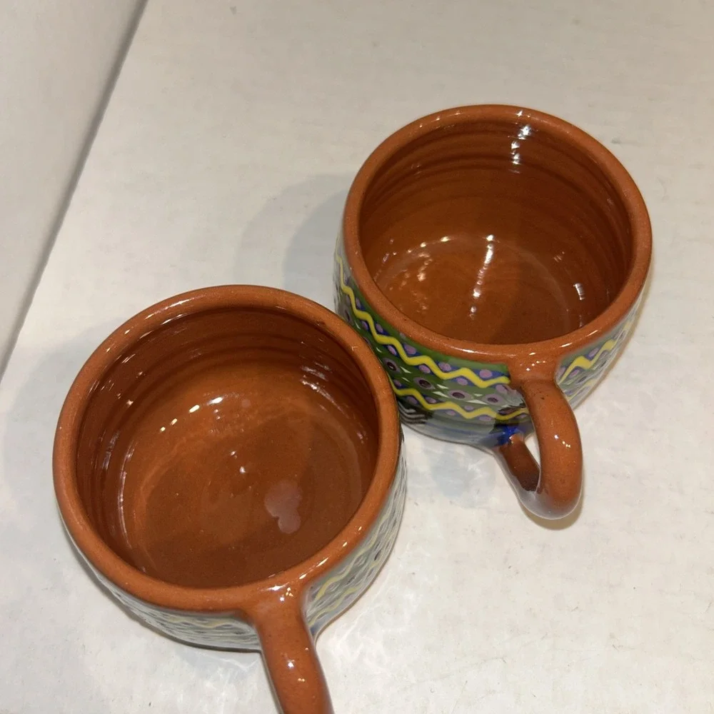 Terra Cotta Aztec Style Mug Set Of 2‎ San Antonio Aguas Caliantas